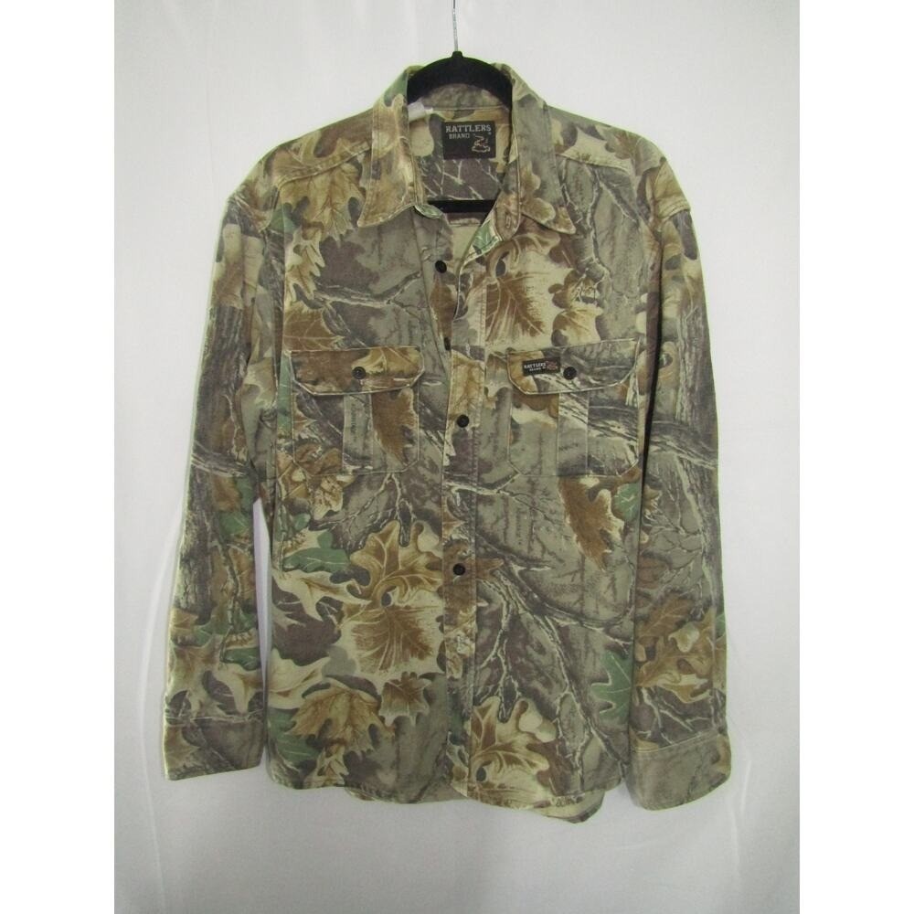 Rattlers Brand Men's Large Camo Button-Down Shirt Hunting USA‎ Cotton